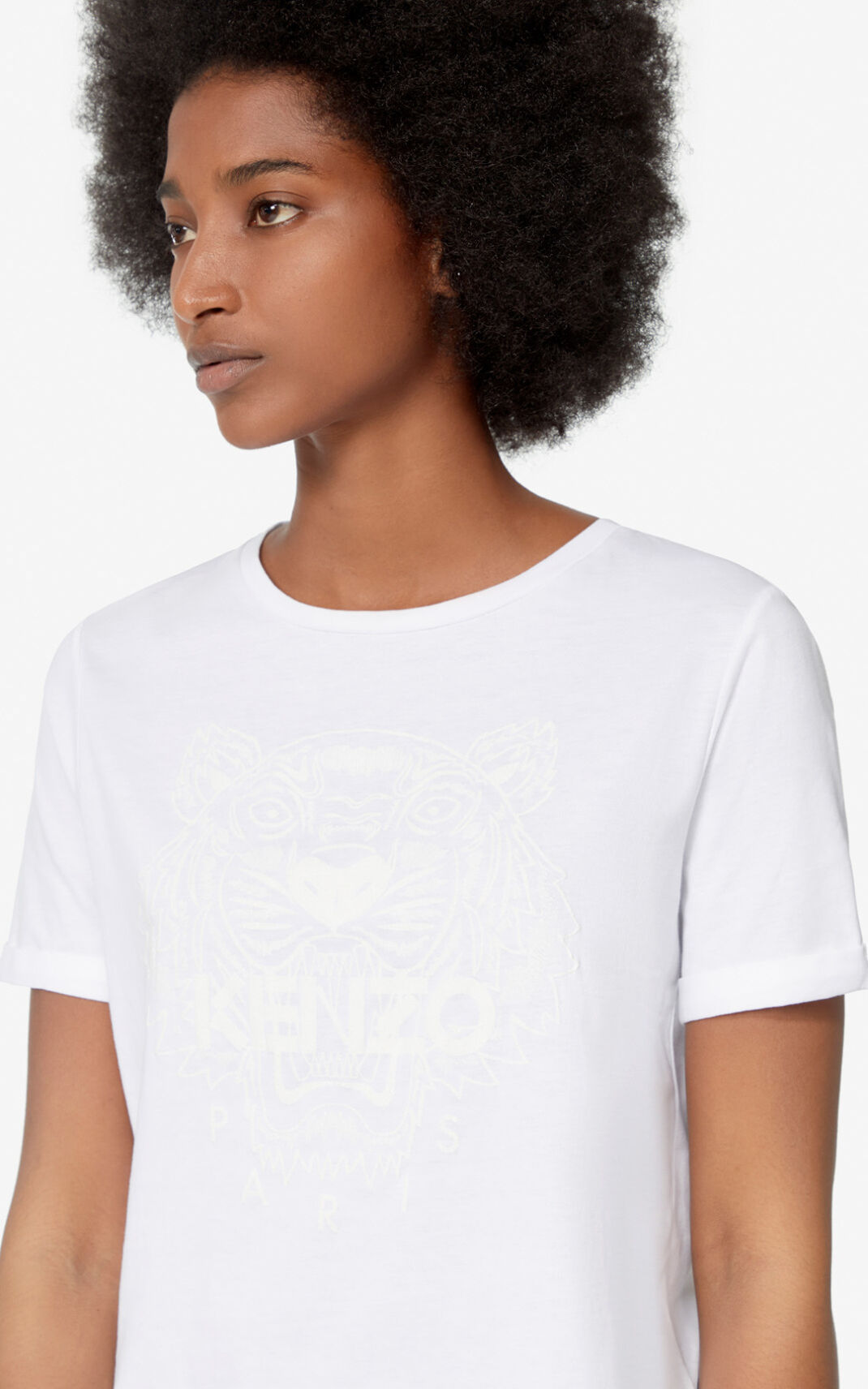 Camiseta Kenzo Iridescent Tiger Feminino - Branco | 956NEAZOW